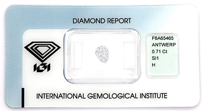 Foto 1 - Diamant Tropfen 0,71ct Wesselton SI1 mit IGI Zertifikat, D6682