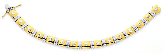 Foto 1 - Diamantarmband, 15 Brillanten Gelbgold-Weißgold, S3934
