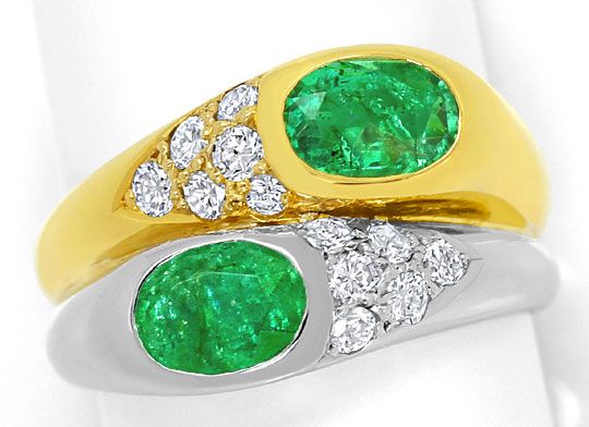 Foto 2 - Smaragde Brillanten-Ring in 18 Karat Gelbgold-Weißgold, S4890