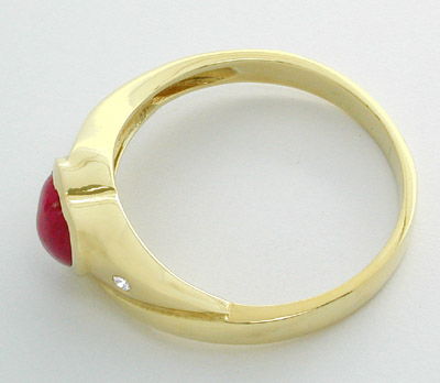 Foto 2 - Gelbgold-Ring mit Rubin Cabochon Herz und Diamanten 14K, S7485