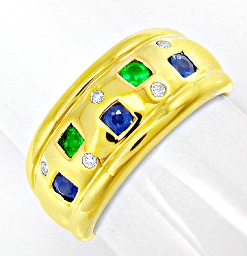 Foto 2 - Schöner Brillant Safir Smaragd Ring, S8495