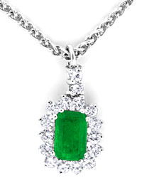 Foto 1 - Collier Traum Smaragd 0,39ct Diamanten 18K Weiss, S8853